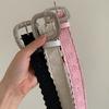 Ceinture en Cuir PU Strass Y2K Ceinture de Taille Femme Dentelle Vintage Homme