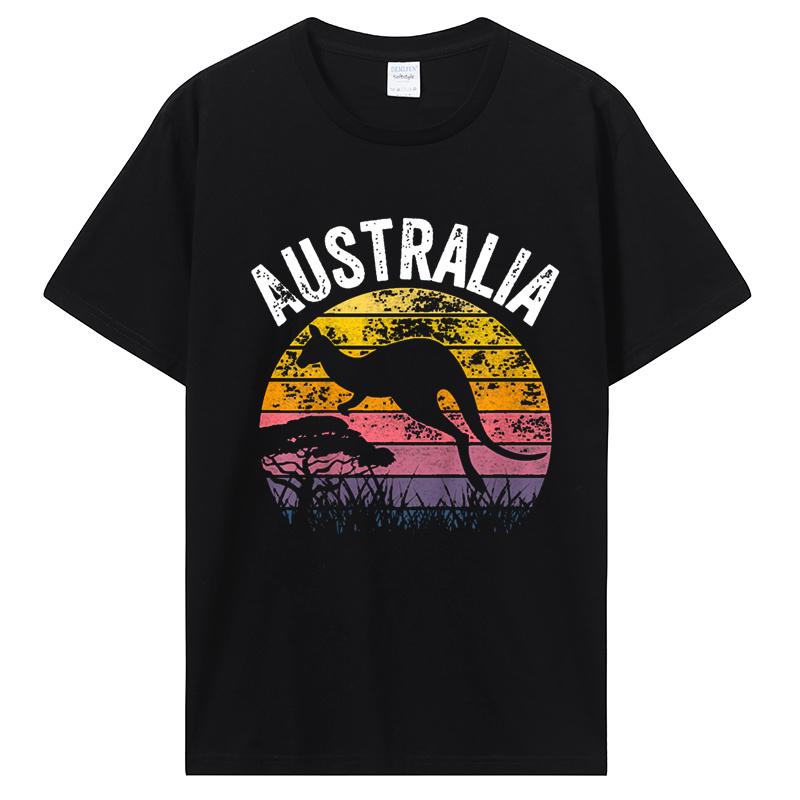 Den Austrálie Vtipné Australské Klokan Vintage Trička Bavlna Streetwear Krátký Rukáv Narozeninové Dárky Tričko Pánské Oblečení