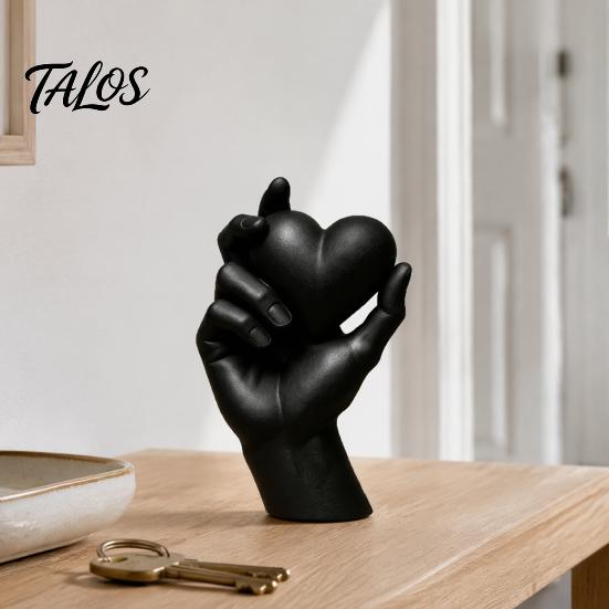 Decorazione Casa Bianco Nero Mano che Tiene Cuore Statuetta Stampata 3D, Scultura Minimalista Moderna per Scrivania, Centrotavola Romantico per