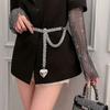 Sturdy Alloy Chain with Love Heart Pendant Waist Chain Jewelry Accessory for Nightclub and Festival Casual Wear