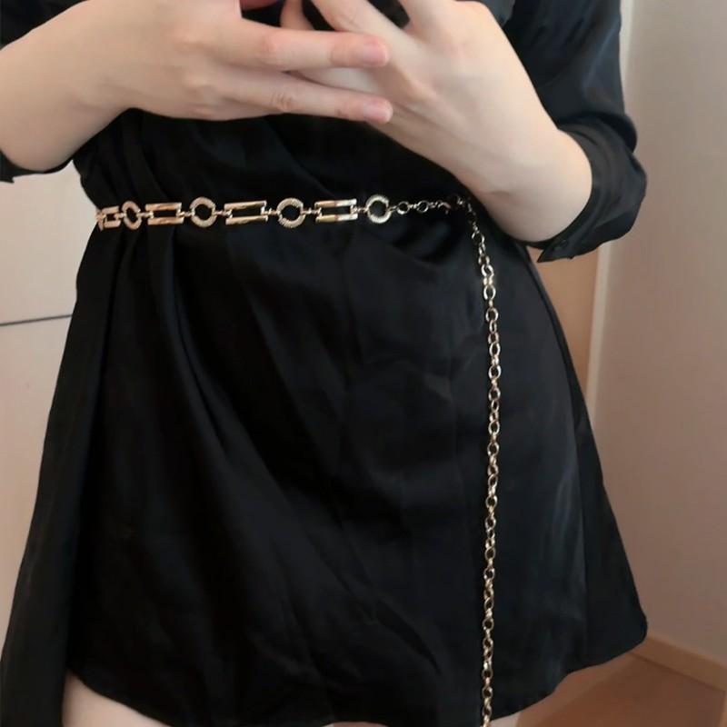 Style Metal Waist Chain Accessory For Women With Simple Shine Design For Casual Wear