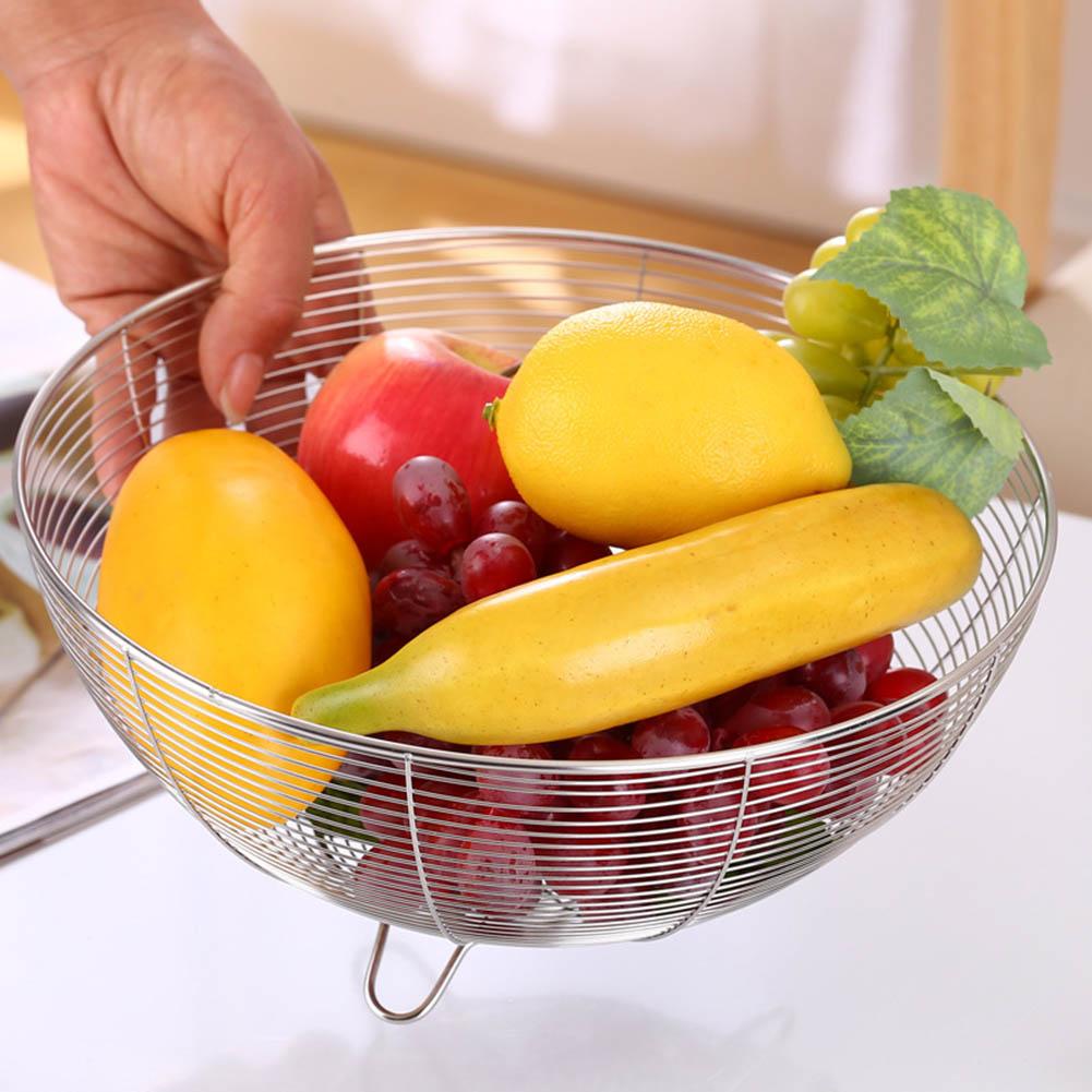 Edelstahl Obstkorb Küchen Obst Dekoschale Gemüse Abtropfkorb