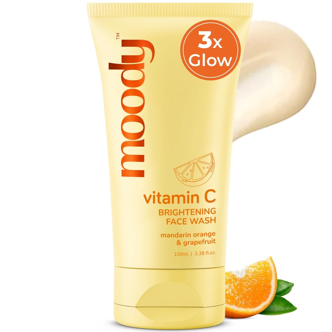 Moody Vitamin C Brightening Face Wash with Mandarin Orange | Gently Cleanses, Hydrates & Reduces Dark Spots | Face Cleanser For Normal, Oily & Comb