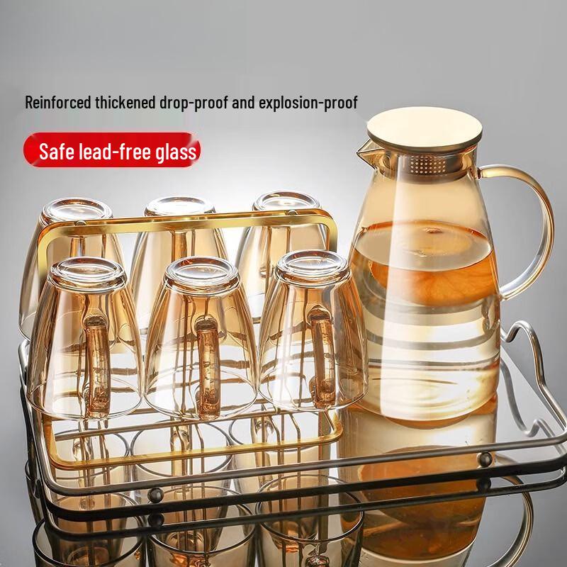 Handun Tempered Glass Drinking Cup Set with Draining Rack