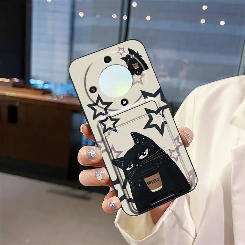 Shockproof Back Cover Phone Case For Honor X9a 5G/Magic5 Lite Card slot Dirt-resistant Silicone protective Card bag Cute