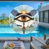 1pc 2D Ancient Egyptian Pharaoh's Eye Mandala Rotating Wind Chime - Metal Outdoor Garden Decor with 360° Rotating Hook, No Electricity Needed