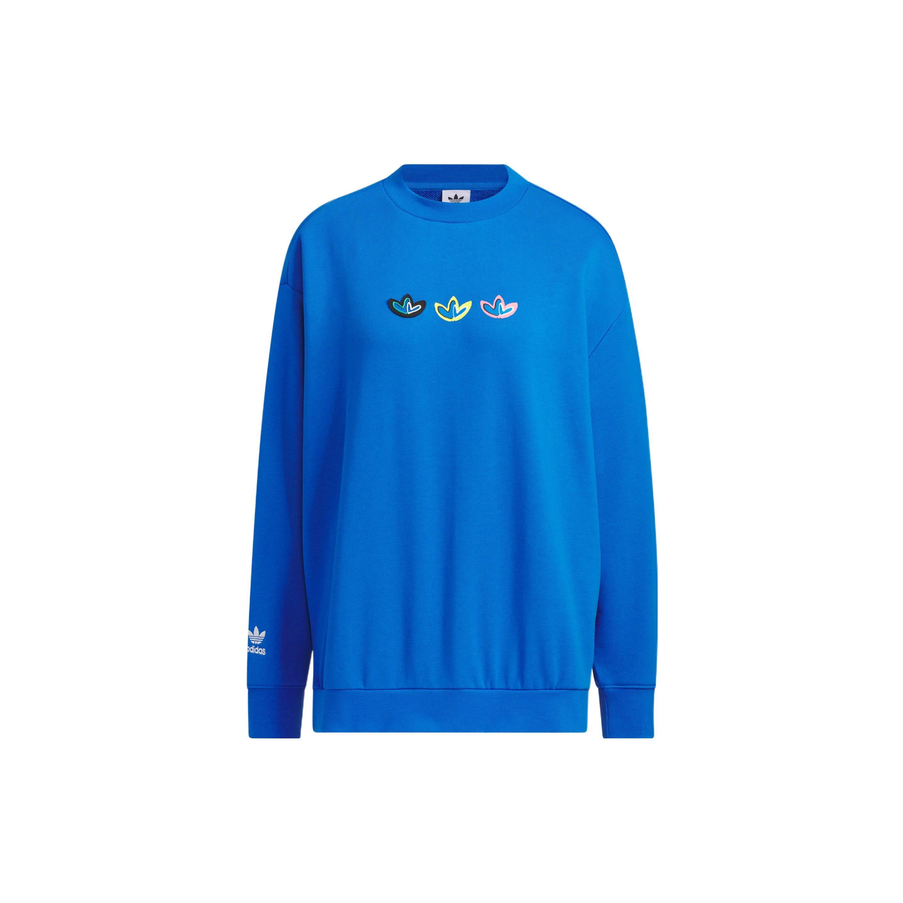 (WMNS) adidas Originals V-Day Crew Sweatshirt Blue Women s IK6859 XXS