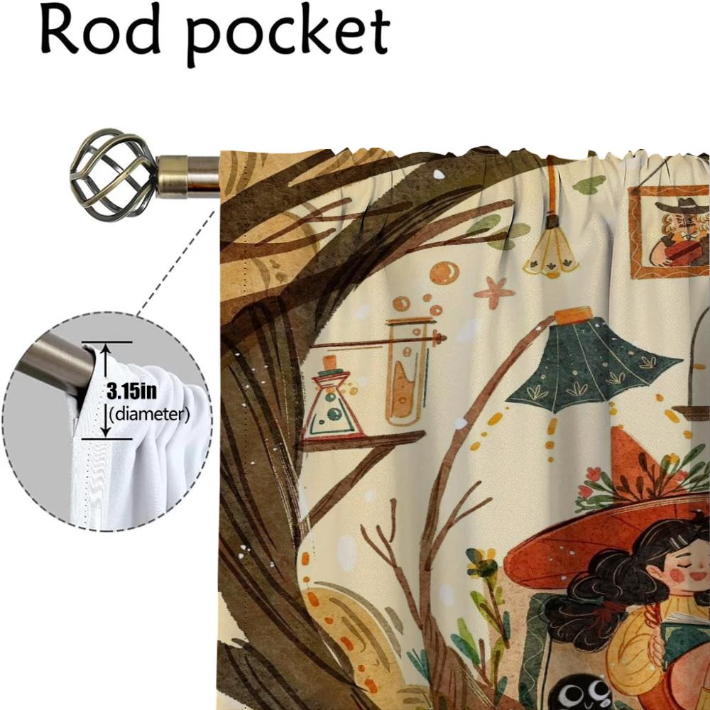 Herbstmädchen Küchenvorhänge 2 Stück Elegante Raumvorhänge für Wohnzimmer Jalousien Tüll für Schlafzimmer Verdunkelungsvorhang Trennwand