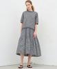 Mite Frill Shrring Check Dress_Black