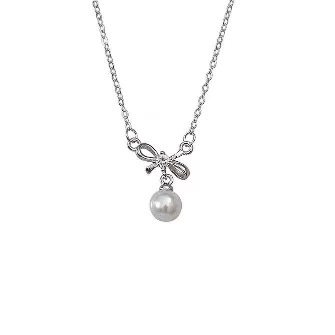 

Ожерелье с жемчугом в виде банта, женский нишевый дизайн, высококачественная ключичная цепочка, подарок на день рождения для девушки