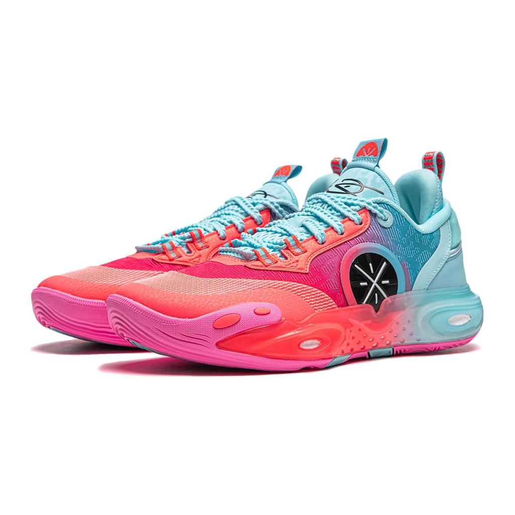 New LINING YOUNG All City 12 Anti-Slip And Wear-Resistant Rebound Low-Top Children's Basketball Shoes Red Blue Teenagers YKBU020-3
