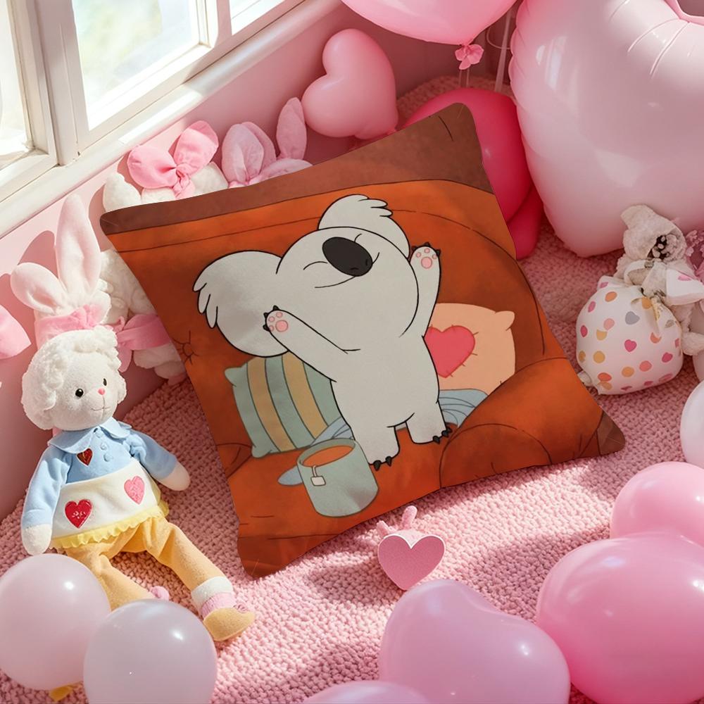 Koala Creative Cartoon Pillow Case Soft Plush Fabric DoubleSided Printed Cushion Cover Warm Winter Sofa Pillow Case