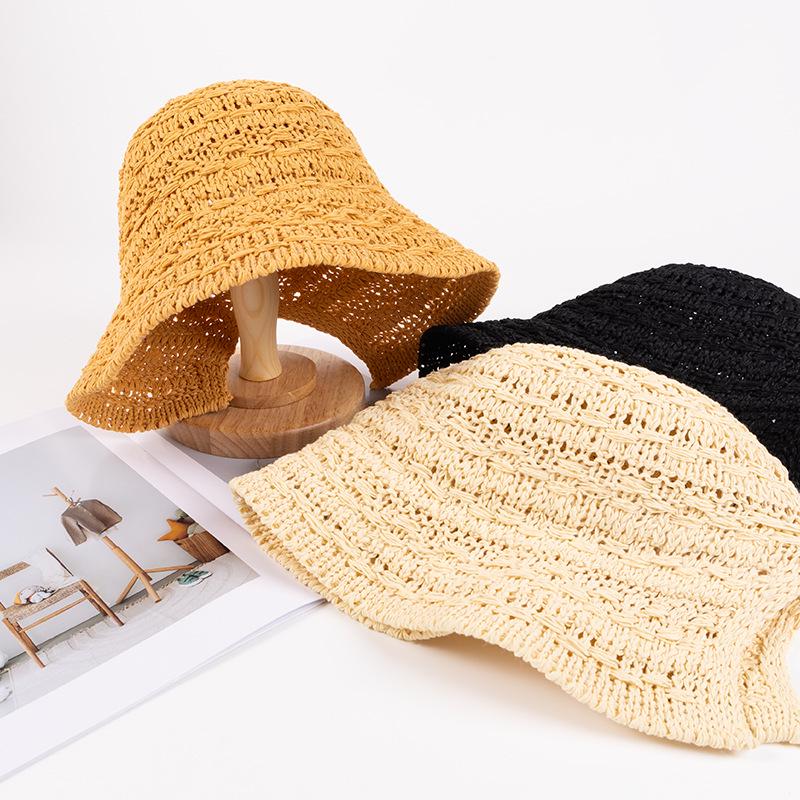 Women's Breathable Knit Bucket Hat - Spring/Summer Sun Protection, High-End Fisherman Style 2025