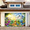 Lebendige Dinosaurierwelt Kulisse Kinder Dschungellandschaft mit Regenbogen Fotokabine Hintergrund Banner für Party Dekoration