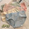 5Pcs Weather Pattern Solid Color Panties Mid Waist Underwear for Women Simple Seamless Briefs  Lady
