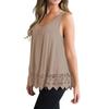Women Vest Sleeveless Round Neck Lace Hem Solid Color Plus Size