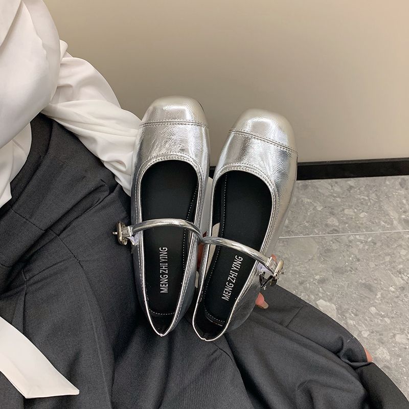 Mary Jane shoes shallow buckle single shoes 2025 spring new lightweight square head flat sole soft sole comfortable Doudou women's shoes