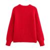 Autumn and winter street fashion solid color knitted cardigan, temperament all-match casual round neck long-sleeved sweater jacket