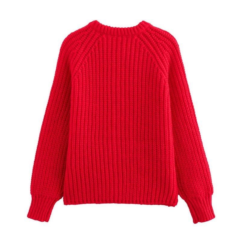 Autumn and winter street fashion solid color knitted cardigan, temperament all-match casual round neck long-sleeved sweater jacket