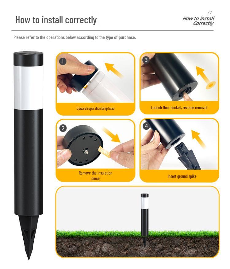 Solar Stainless Steel 3-LED Modern Waterproof Outdoor Garden Lamp
