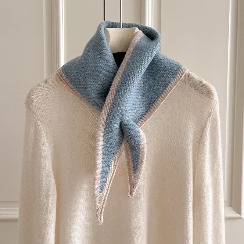 

Knitted Triangular Scarf Women s Neck Protection Small Scarf Versatile and Warm Small Neckerchief Elegant Little Waistcoat 100*30*50cm