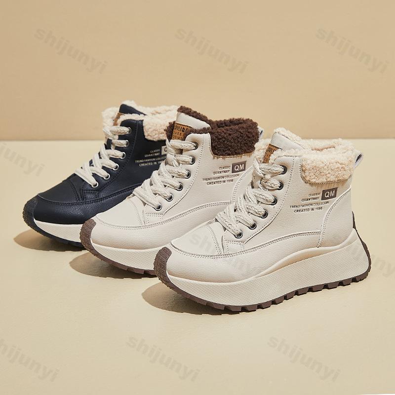 Women Thick-soled High-top Casual Sport Shoes 2026 Winter New Warm Cotton Ankle Boot Plush Anti Slip Cold-proof Outdoor Sneakers