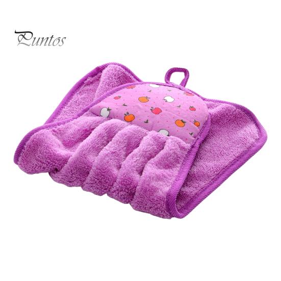 

Полотенце для рук с кольцом для подвешивания, впитывающее кухонное полотенце, многоцелевое коралловое бархатное полотенце для протирки, для уборки дома, ванной комнаты фиолетовый