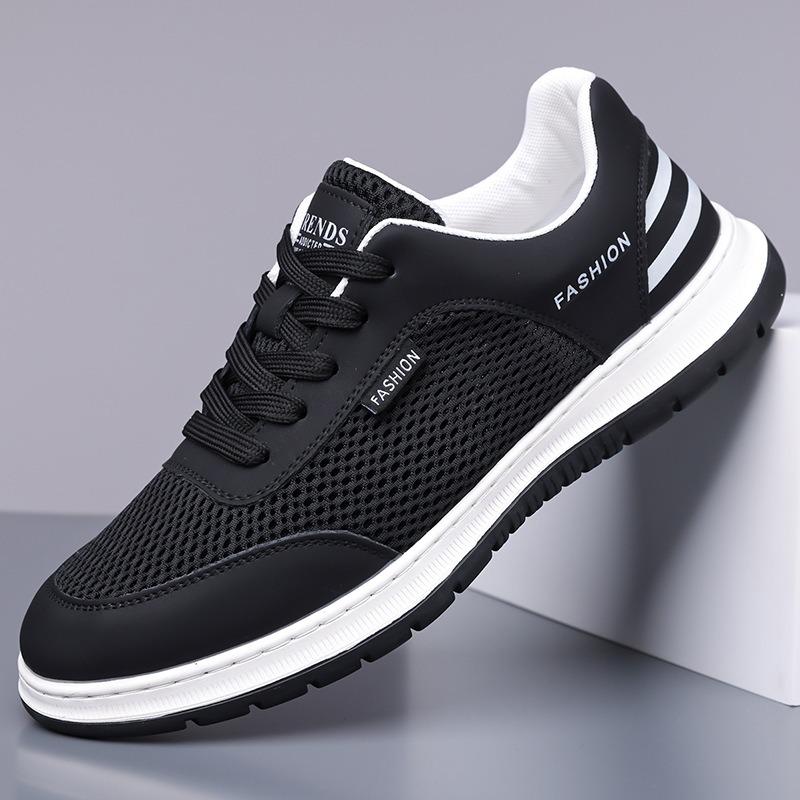 Fashion Men's Mesh Shoes Luxury Cowhide Hollow Out Leather Shoes Fashion Casual Sneaker for Men Breathable Running Shoes Tenis Masculino