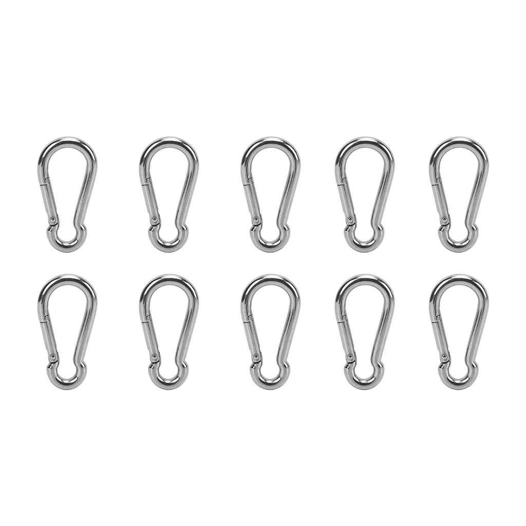 10Pcs Carabiner Clip Spring Snap Hook Stainless Steel Safety Buckle Lock for Hiking