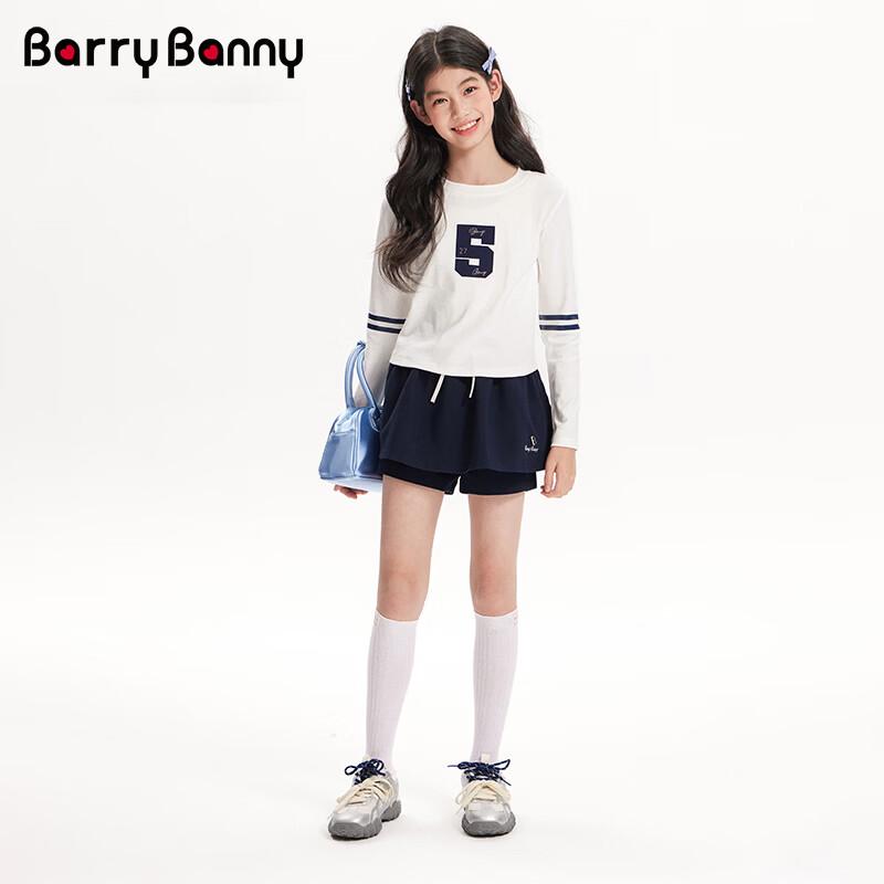 BARRY BANNY Girls' Color-Block Embroidered Long-Sleeve T-Shirt