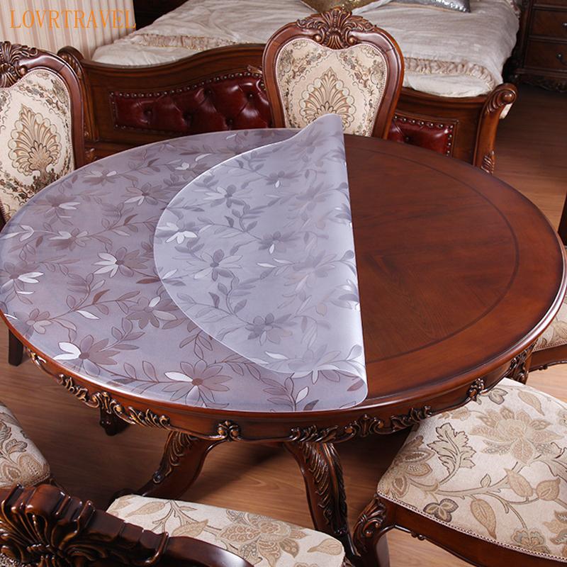 Round Tablecloth Waterproof Oilproof PVC Table Cover Glass Soft Cloth Table Cover Home Kitchen Dining Room Placemat 1mm