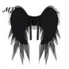 Elastic Strap Angel Wings Feather Wing for Women Girls, Soft Organza Costume Accessory Fluffy with Headband Photo Booth, Halloween Cosplay Party,