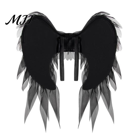 Elastic Strap Angel Wings Feather Wing for Women Girls, Soft Organza Costume Accessory Fluffy with Headband Photo Booth, Halloween Cosplay Party,