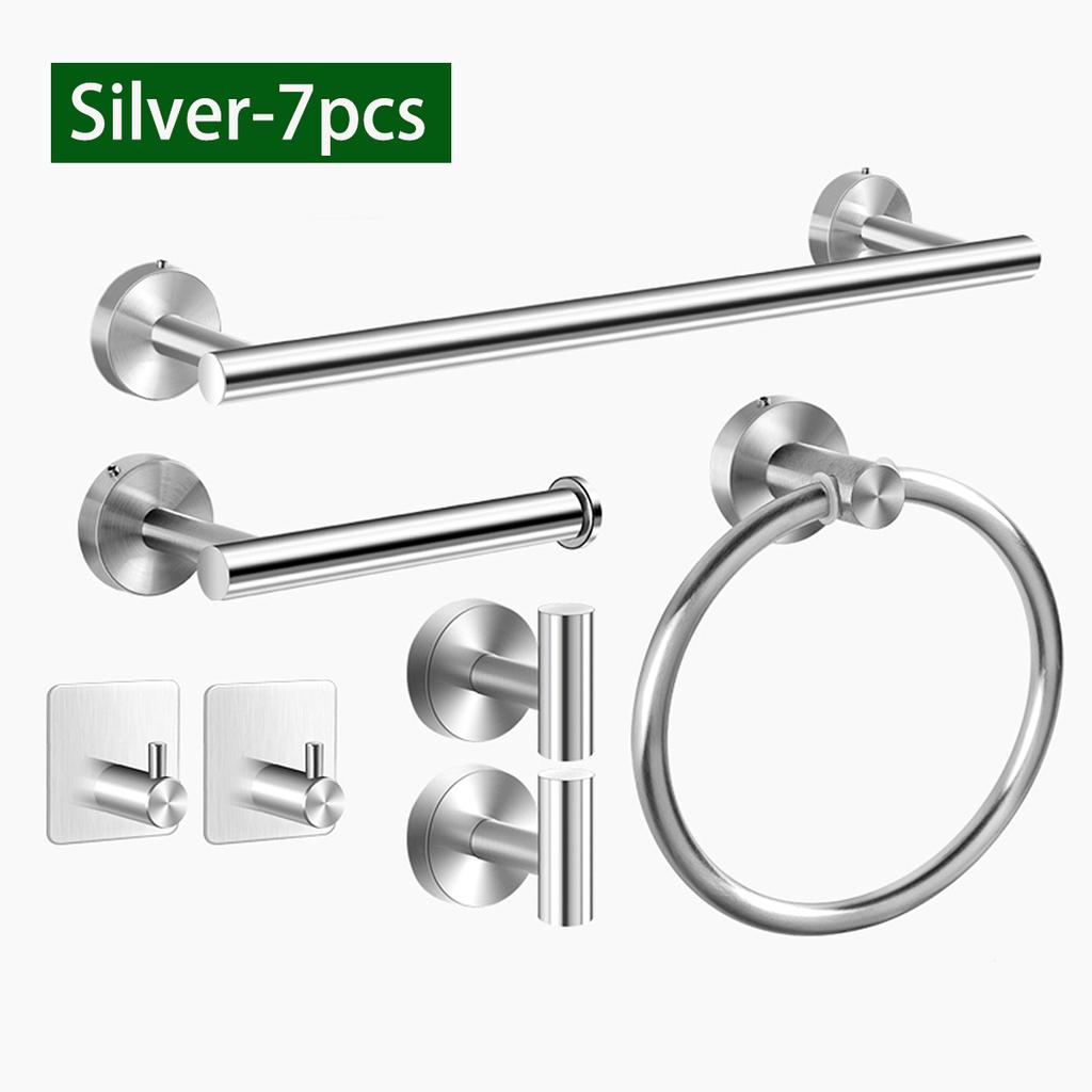 Black Bathroom Hardware Set Accessories Wall Mounted Stainless Steel Towel Bar Towel Ring Toilet Paper Holder Hook Bathroom Kit
