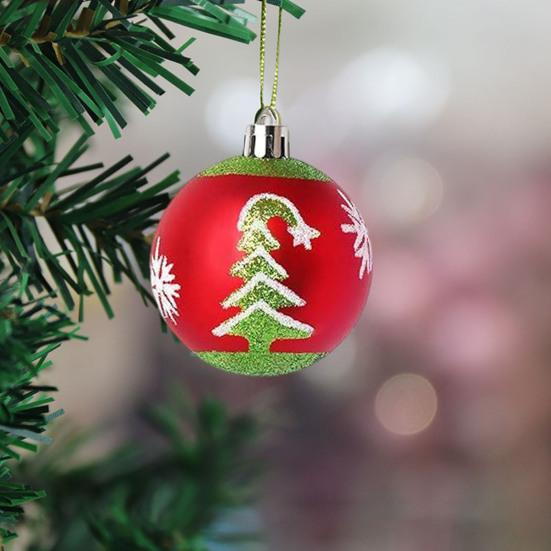 12 Pcs 2.4 Inch Christmas Ball Ornaments Glittering Red Green Plastic Hanging Balls Swirl Candy Cane Elf Balls Xmas Tree Pendants