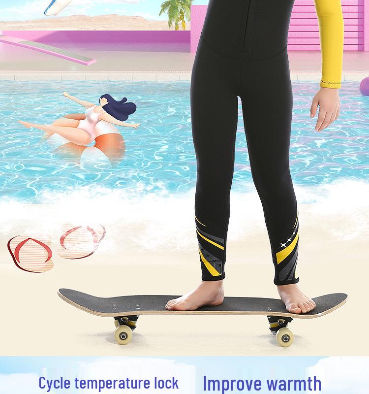 2.5mm Kids Long Sleeve Wetsuit - Warm, Quick Dry, Sun Protection Swimwear for Medium & Large Children