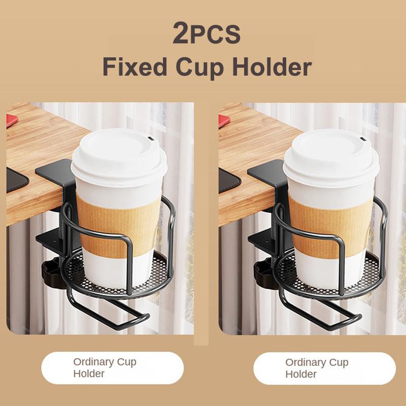 2 in 1 Desk Cup Holder with Headphone Hanger Holder, Anti-Spill Cup Holder-360° Rotation Stand Hook Suitable for Coffee Mups