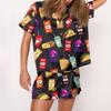 European & American Women's Printed Lapel Pajama Set - 2025 Collection