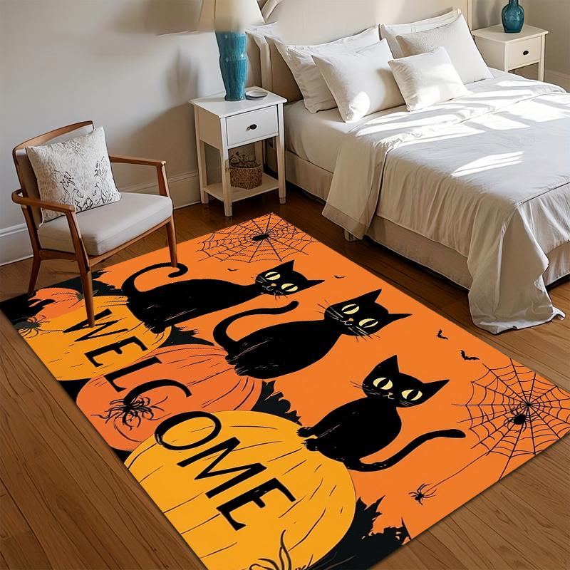 Halloween Black Cat Entry Door Mat Durable Carpets for Living Room Anti-slip Rugs for Bedroom Home Washroom Floor Mat Gift Rug 40x60CM