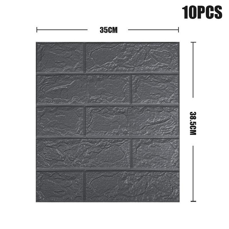 

10 шт. 3D-наклейка на стену, имитация кирпича, украшение для спальни, 35*38,5 см, водонепроницаемые самоклеящиеся обои для гостиной чёрный