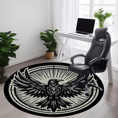 1PC Raven Symbol Office Round Rug, Non Slip, Soft and Durable Office Rug for Interior Decoration, Perfect for Office