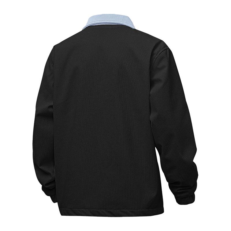 Spring and Autumn Corduroy Color Matching Denim Collar Leisure Sports Men's Jacket Coat