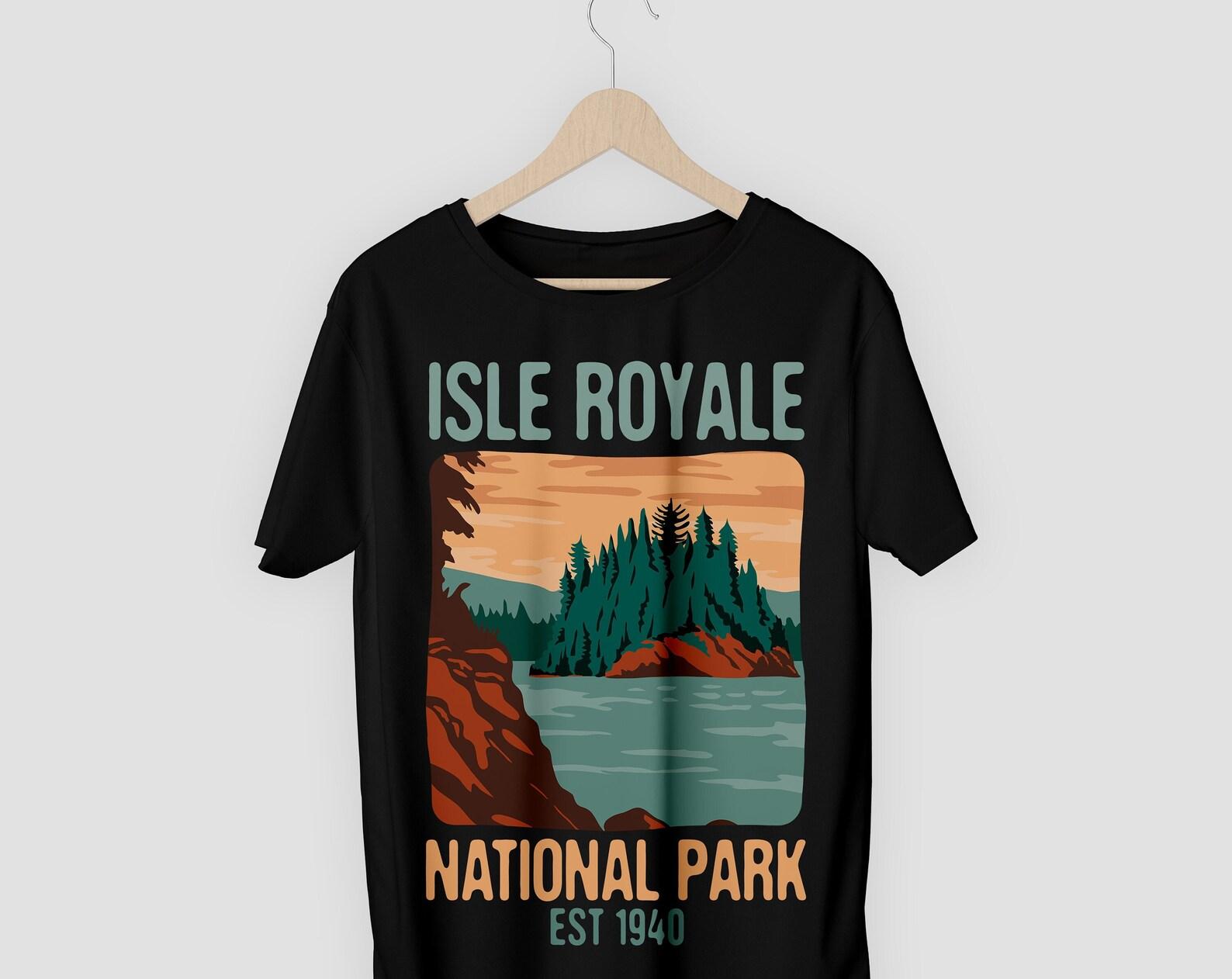 Isle Royale National Park US Vintage T-Shirt, USA Lake Superior Michigan Canada Parks Lover Gifts, Adventure Outdoors, Camping Hiking Travel 140