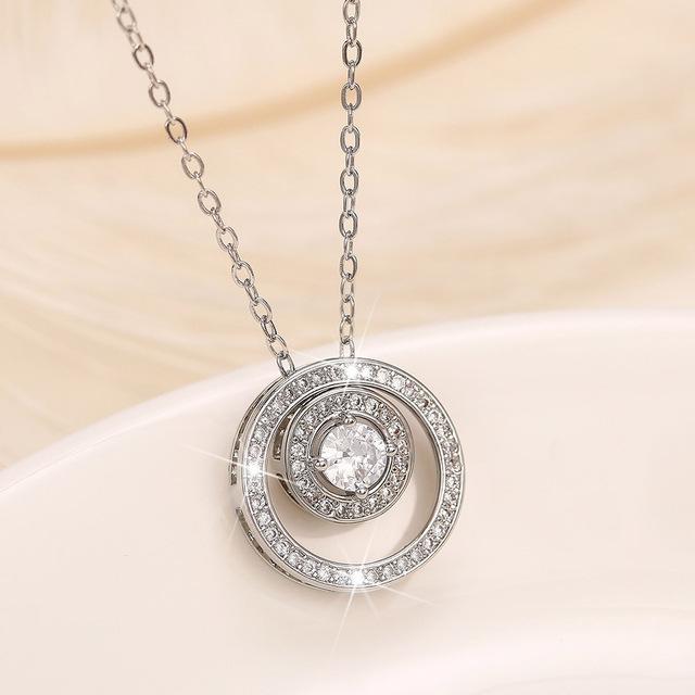 

Новый креативный дизайн, двойное ожерелье с подвеской для женщин, серебряная цепочка, роскошные белые массивные массивные ювелирные изделия 2022 42cm