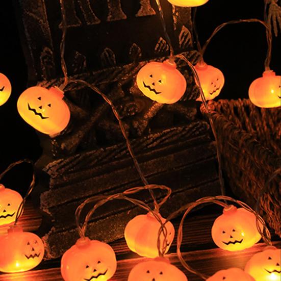 Halloween Light String 3D Pumpkin Design Easy to Use Battery Operated LED Light String Indoor Outdoor Decoration