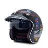 Export vintage 3/4 Motorcycle helmet with built-in visor in latte style DOT Authentication
