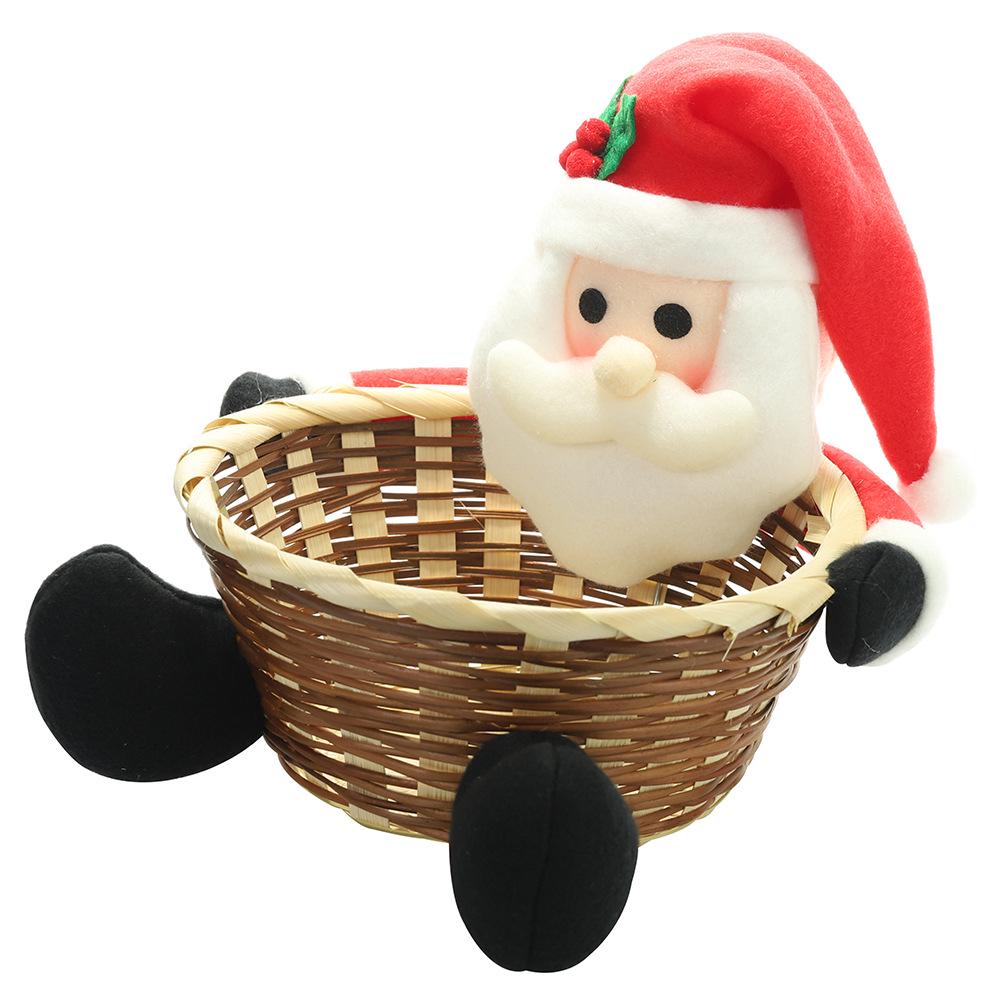 Christmas Decorative Wicker Basket Elf Snowman Santa Claus Food Candy Storage Basket Children's Gift Household Organizer