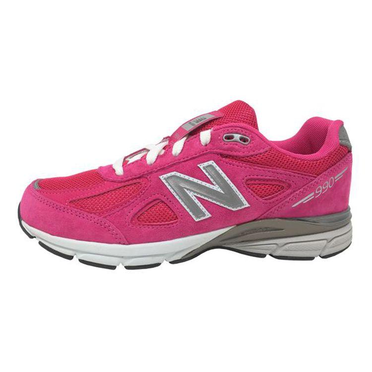 

New Balance Kids 990v4 Retro Casual Low Top Sneakers Pink Silver KJ990PEG 37.5