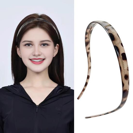 Fascia Stampa Leopardo Fascia in Resina con Denti Antiscivolo Design Sottile Effetto Guscio di Tartaruga Retrò Cerchietto per Lavare il Viso Trucco Capelli