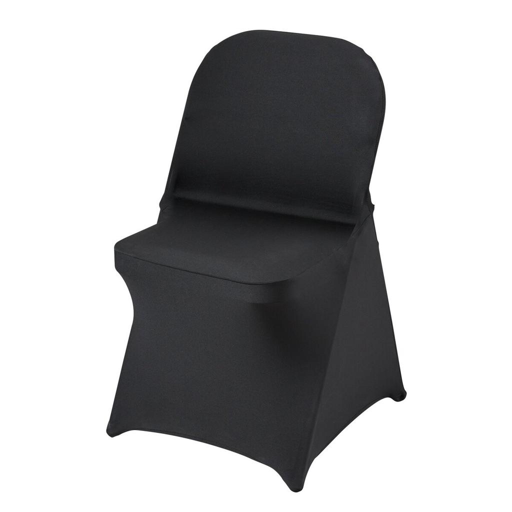 50PCS Black, Stretch Spandex Folding Chair Covers, Universal Fitted Chair Cover, Removable Washable Protective Slipcovers, for Wedding, Holiday,